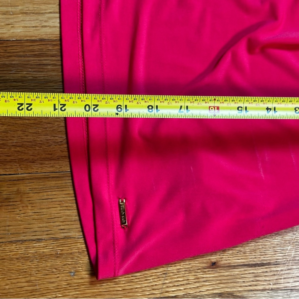 Calvin Klein Red Asymmetrical Sleeveless Blouse Womens Size Small Petite - Picture 5 of 7